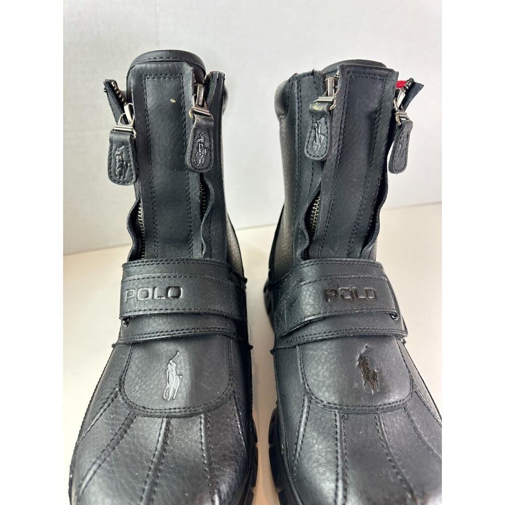 Polo by Ralph Lauren Black Leather Darrance II Zip Combat Boots Men's Size 11 D - Picture 7 of 12